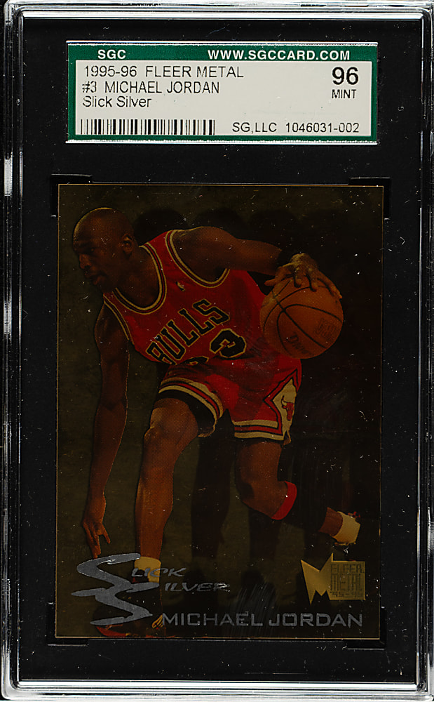 1995-1996 Fleer Metal Slick Silver Basketball #3 Michael Jordan Slick Silver #3/10 SGC MINT 96