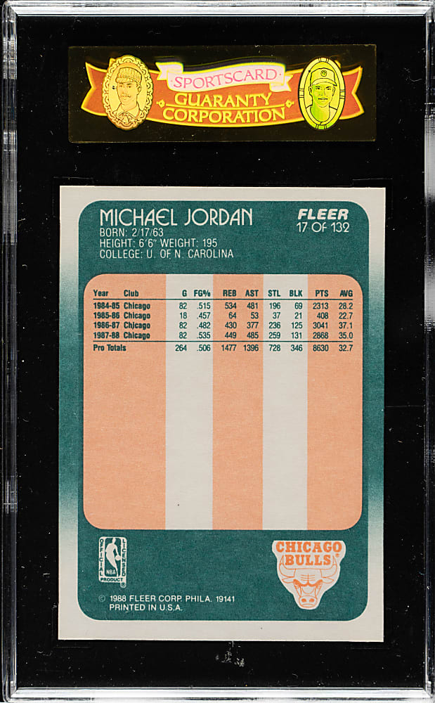 1988-1989 Fleer Basketball #17 Michael Jordan SGC MINT 96
