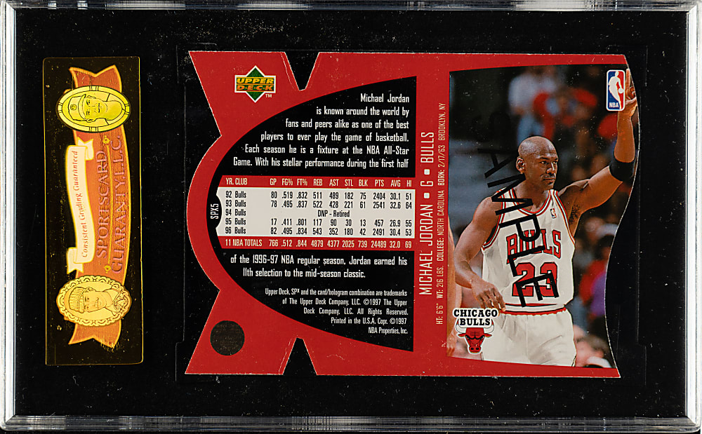 1997-1998 Upper Deck SPx Die-Cut Basketball #SPX5 Michael Jordan Sample SGC MINT 96