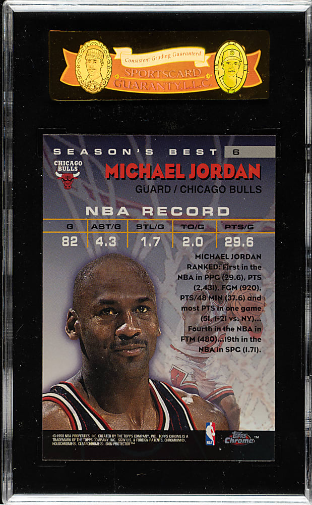 1997-1998 Topps Chrome Season's Best Basketball #6 Michael Jordan SGC GEM 98