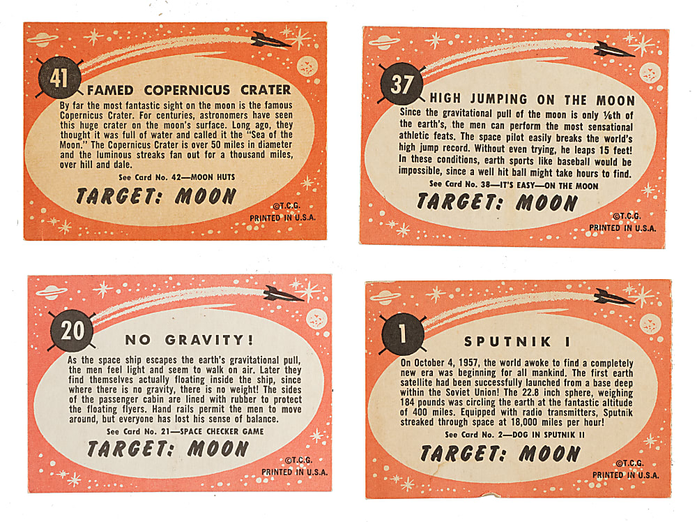 Circa 1969 Topps "Target: Moon" Salmon Backs Complete Subset (44)