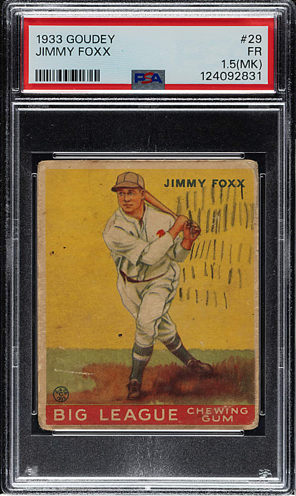 1933 R319 Goudey #29 Jimmie Foxx PSA FAIR 1.5 (MK)