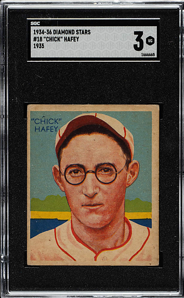 1934-1936 R327 Diamond Stars #18 Chick Hafey (1935 Green Back) SGC VG 3