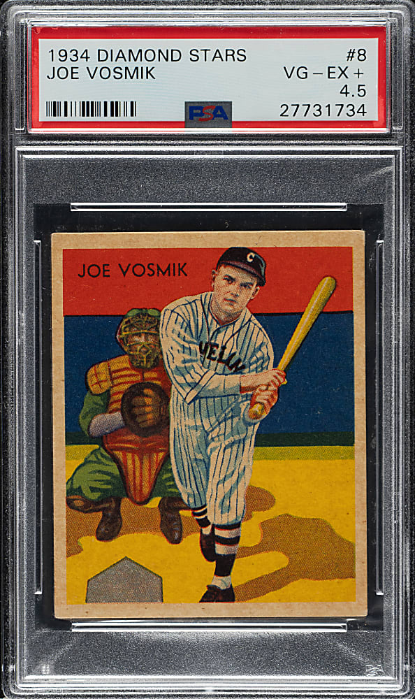1934-1936 R327 Diamond Stars #8 Joe Vosmik (1935 Green Back) PSA VG-EX+ 4.5