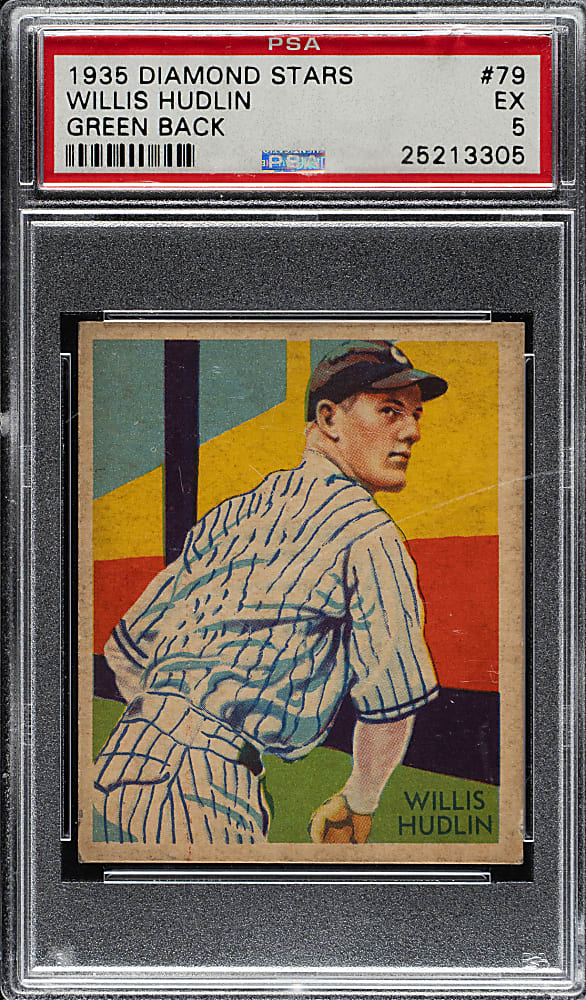 1934-1936 R327 Diamond Stars #79 Willis Hudlin (1935 Green Back) PSA EX 5