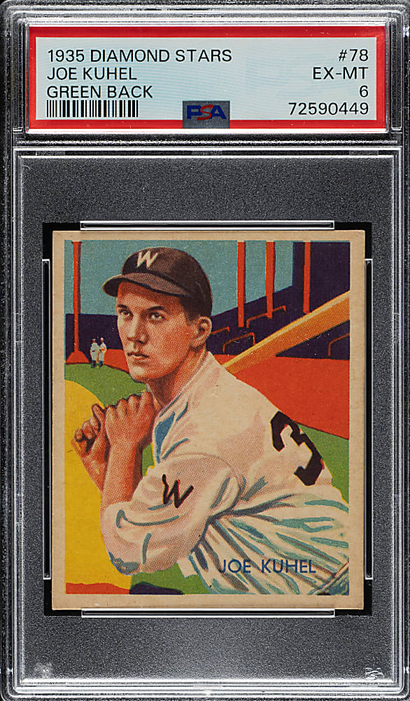 1934-1936 R327 Diamond Stars #78 Joe Kuhel (1935 Green Back) PSA EX-MT 6