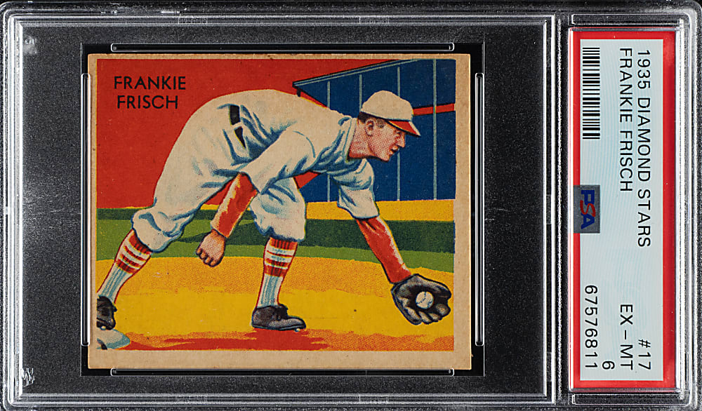 1934-1936 R327 Diamond Stars #17 Frankie Frisch (1935 Green Back) PSA EX-MT 6