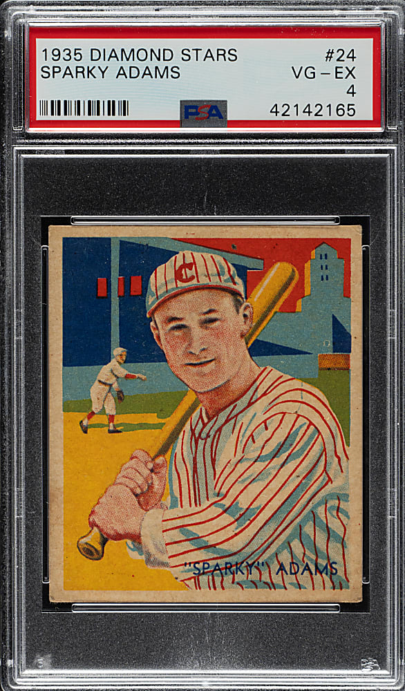 1934-1936 R327 Diamond Stars #24 Sparky Adams (1935 Green Back) PSA VG-EX 4