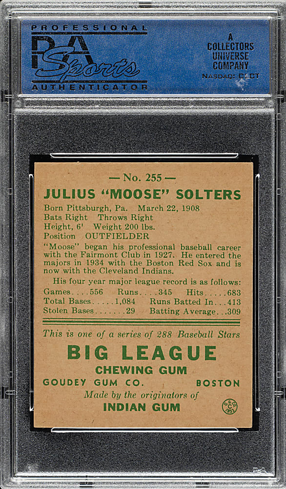 1938 R323 Goudey "Heads-Up" #255 Julius Solters PSA NM 7