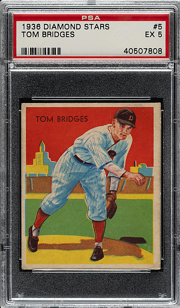1934-1936 R327 Diamond Stars #5 Tom Bridges (1936 Blue Back) PSA EX 5