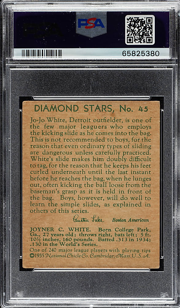 1934-1936 R327 Diamond Stars #45 Jo Jo White PSA EX 5