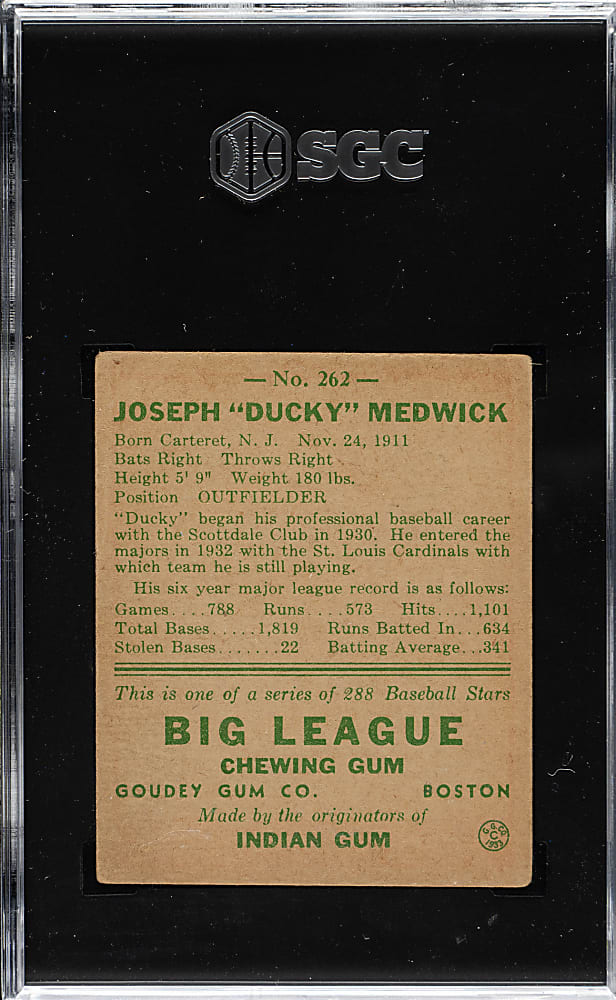 1938 R323 Goudey "Heads-Up" #262 Joe Medwick SGC VG/EX 4
