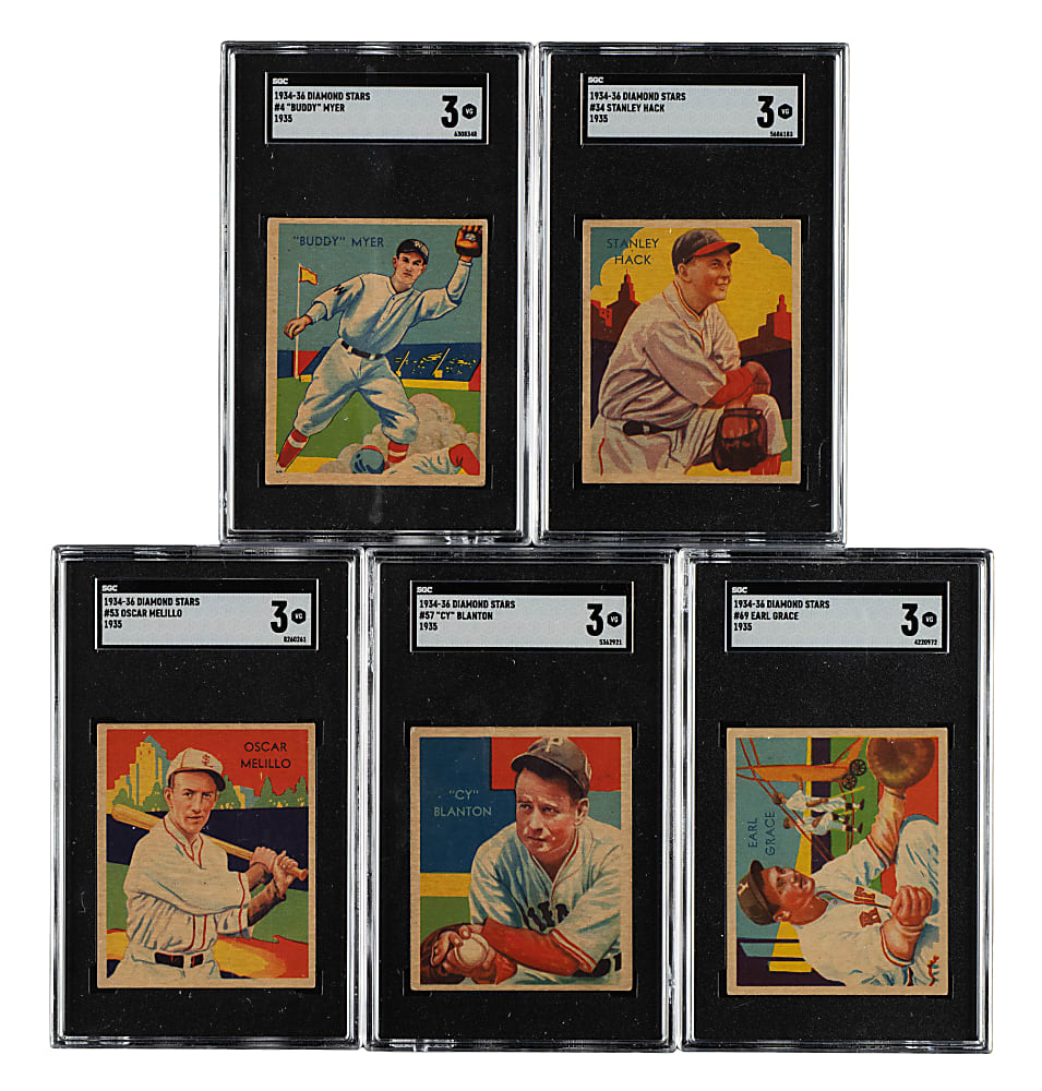 1934-1936 R327 Diamond Stars SGC VG 3 Collection (5)