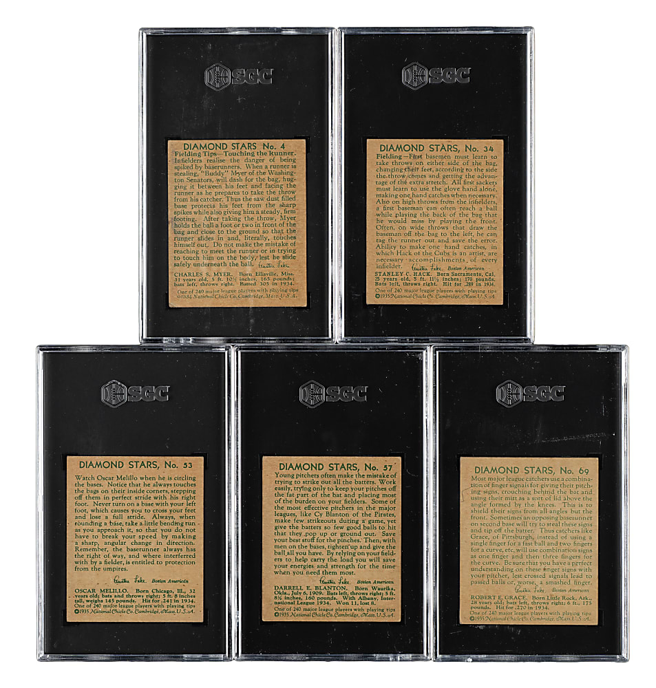 1934-1936 R327 Diamond Stars SGC VG 3 Collection (5)