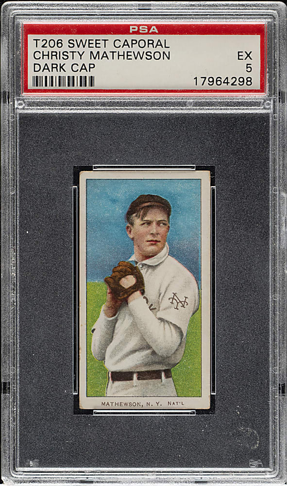 1909-1911 T206 White Border Christy Mathewson Dark Cap PSA EX 5