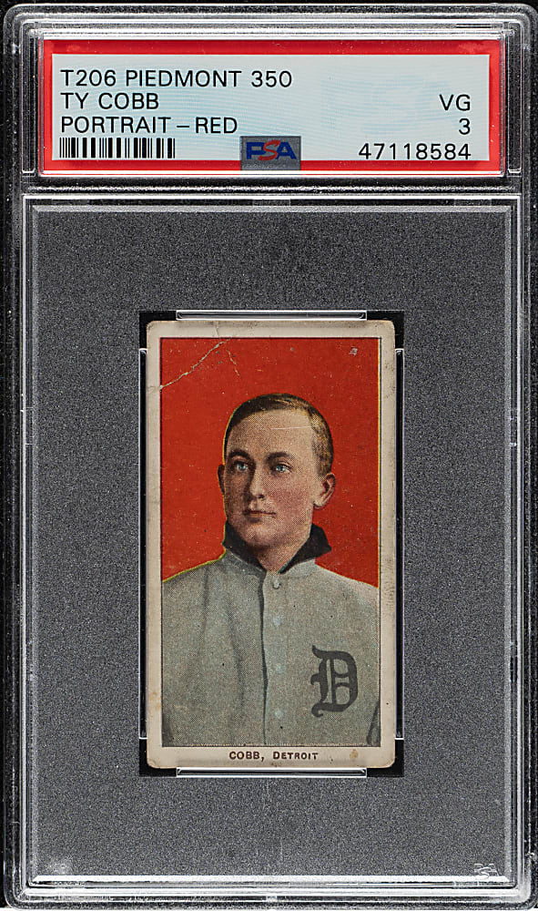 1909-1911 T206 White Border Ty Cobb Portrait Red Background PSA VG 3