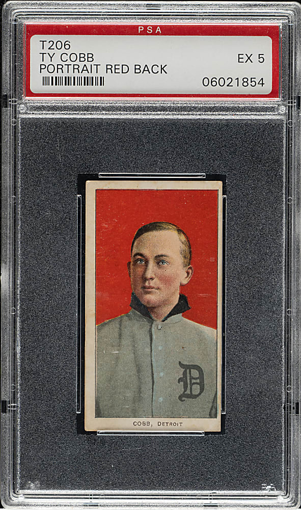 1909-1911 T206 White Border Ty Cobb Portrait Red Background PSA EX 5