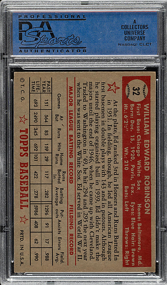 1952 Topps #32 Eddie Robinson PSA EX-MT 6