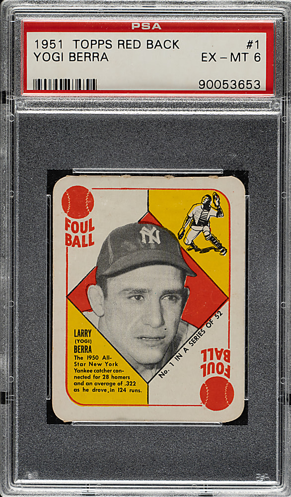 1951 Topps Red Backs #1 Yogi Berra PSA EX-MT 6
