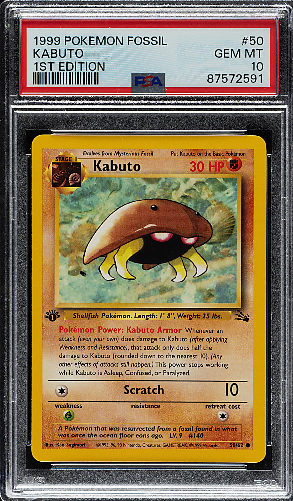 1999 Pokemon Fossil 1st Edition #50 Kabuto PSA GEM MINT 10