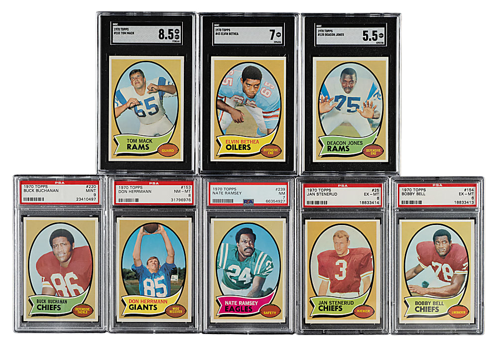 1970 Topps Football Hall of Fame and Stars PSA- and SGC-Graded Collection (12) Including Jones, Bell, and Griese