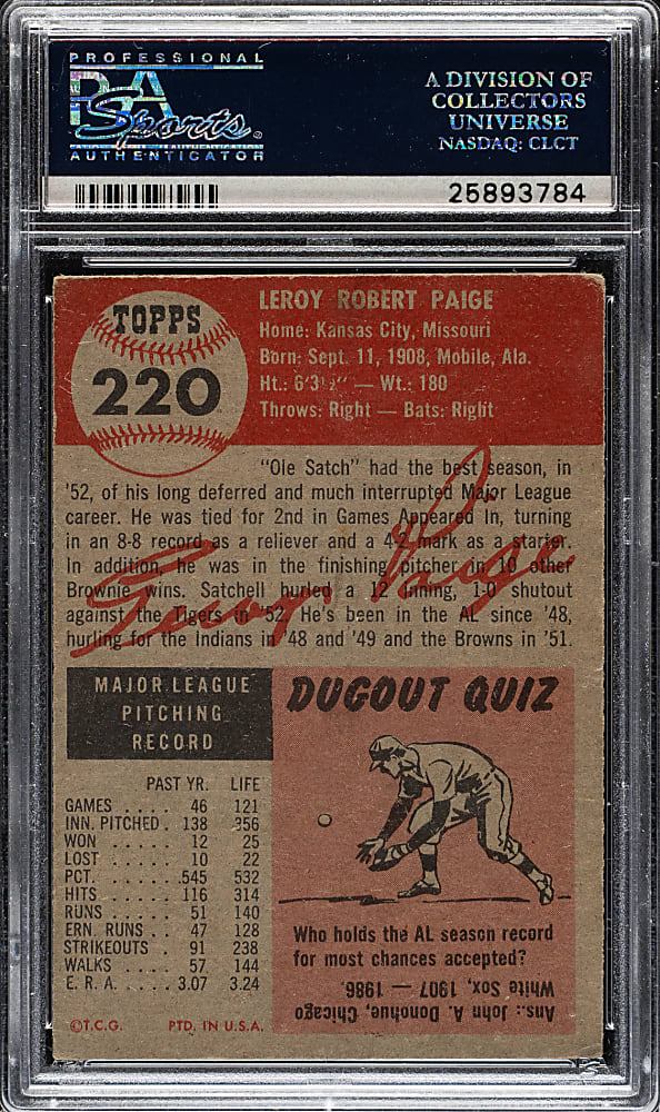 1953 Topps #220 Satchel Paige PSA VG 3