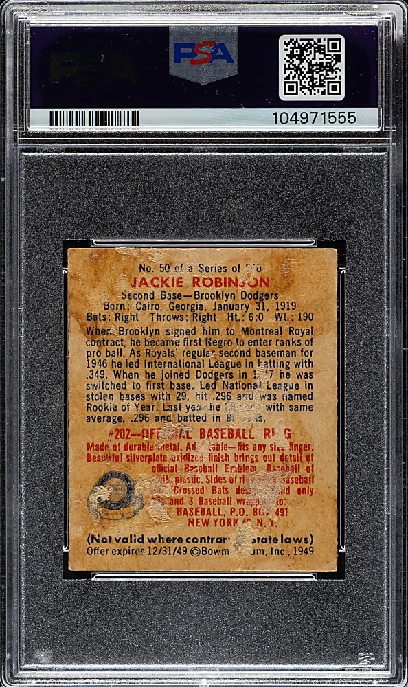 1949 Bowman #50 Jackie Robinson PSA POOR 1