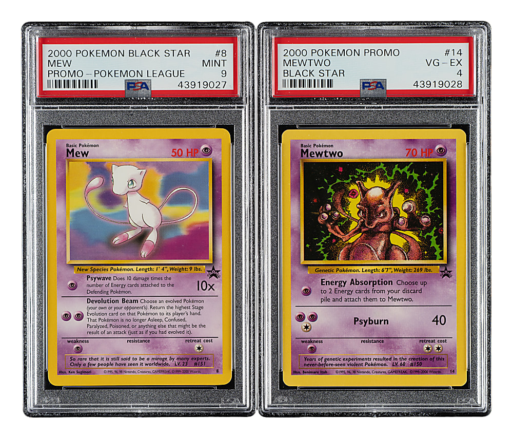 2000 Pokemon Black Star Promo #8 Mew & #14 Mewtwo PSA-Graded Pair