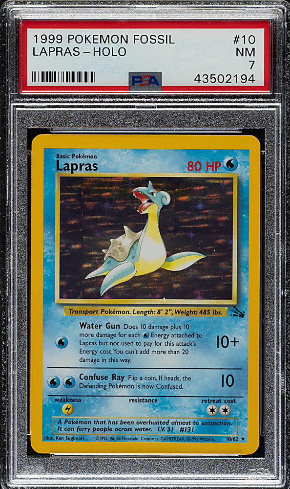 1999 Pokemon Fossil #10 Lapras Holographic PSA NM 7