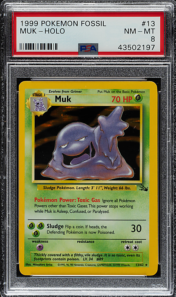 1999 Pokemon Fossil #13 Muk Holographic PSA NM-MT 8