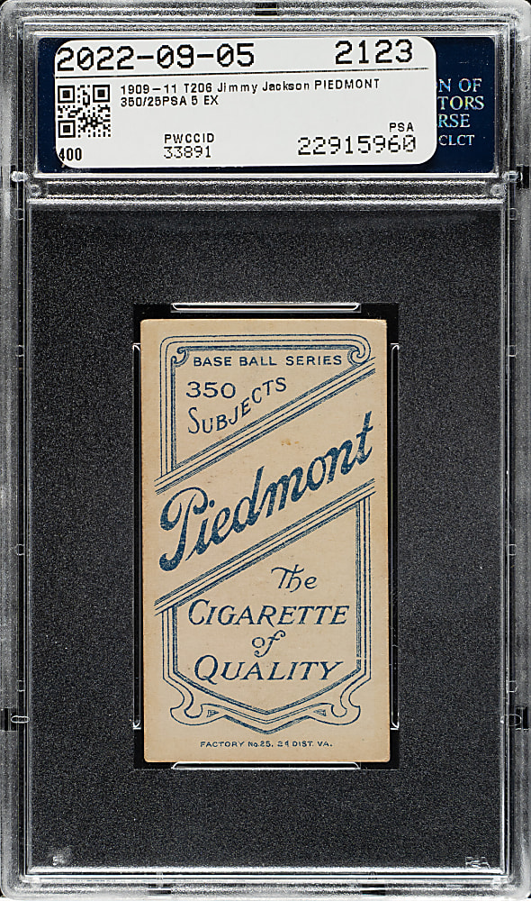 1909-1911 T206 White Border Jimmy Jackson PSA EX 5