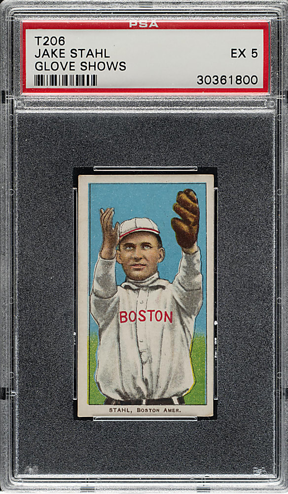 1909-1911 T206 White Border Jake Stahl Glove Showing PSA EX 5