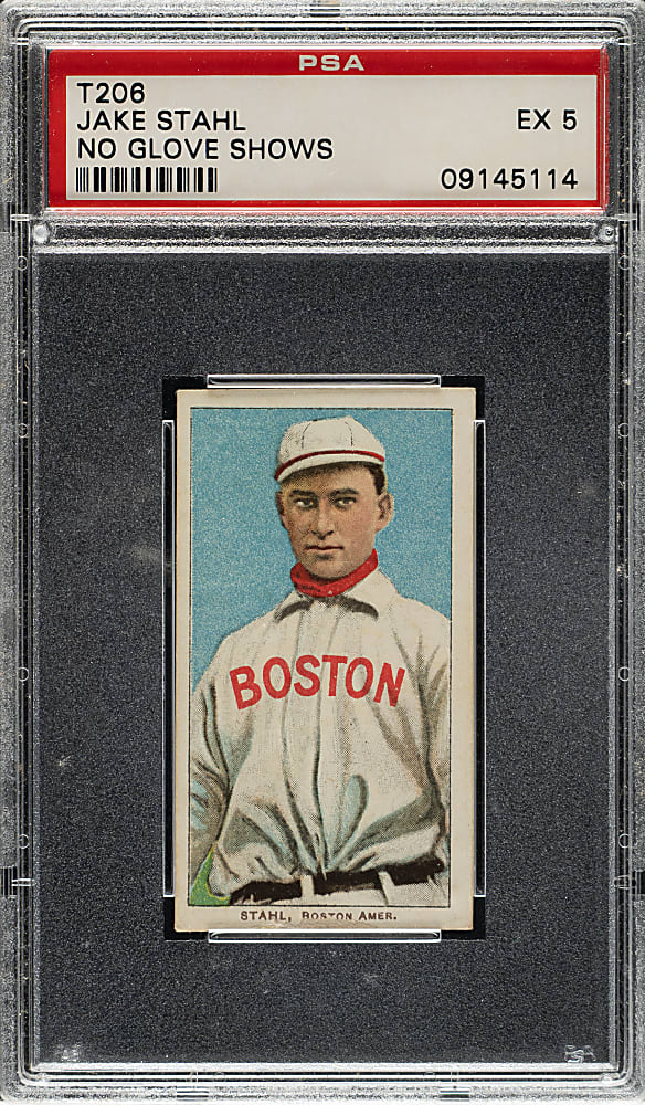 1909-1911 T206 White Border Jake Stahl No Glove Showing PSA EX 5