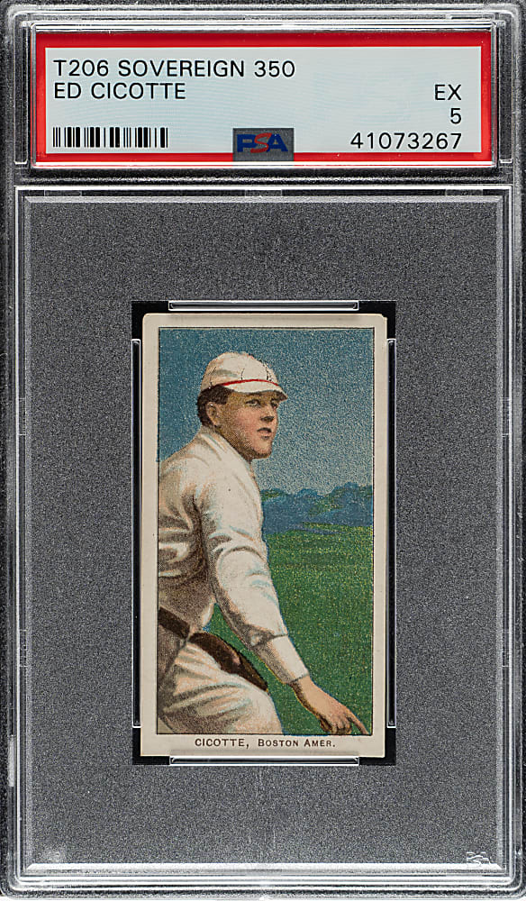 1909-1911 T206 White Border Ed Cicotte PSA EX 5 - Sovereign 350 Back