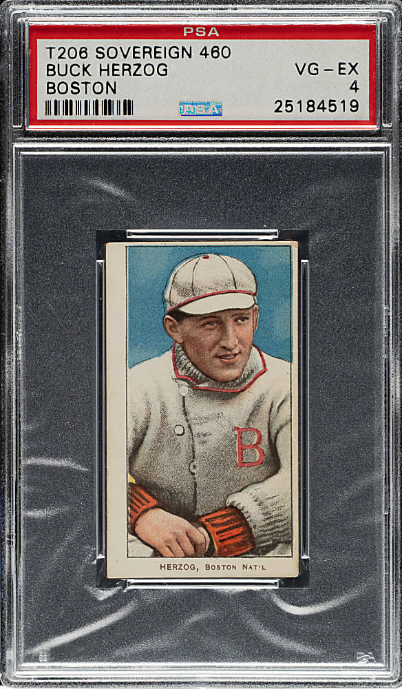 1909-1911 T206 White Border Buck Herzog Boston PSA VG-EX 4 - Sovereign 460 Back