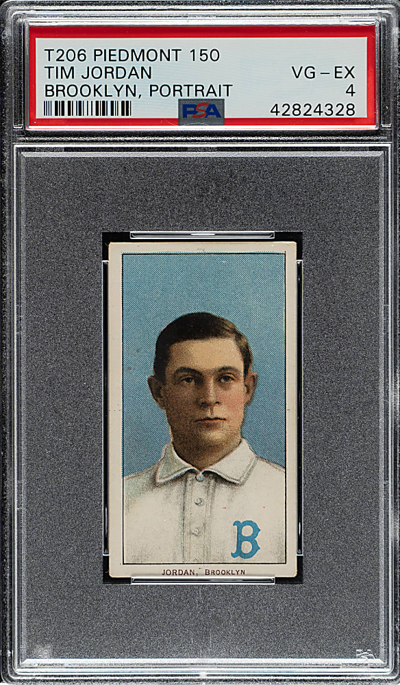 1909-1911 T206 White Border Tim Jordan Portrait PSA VG-EX 4