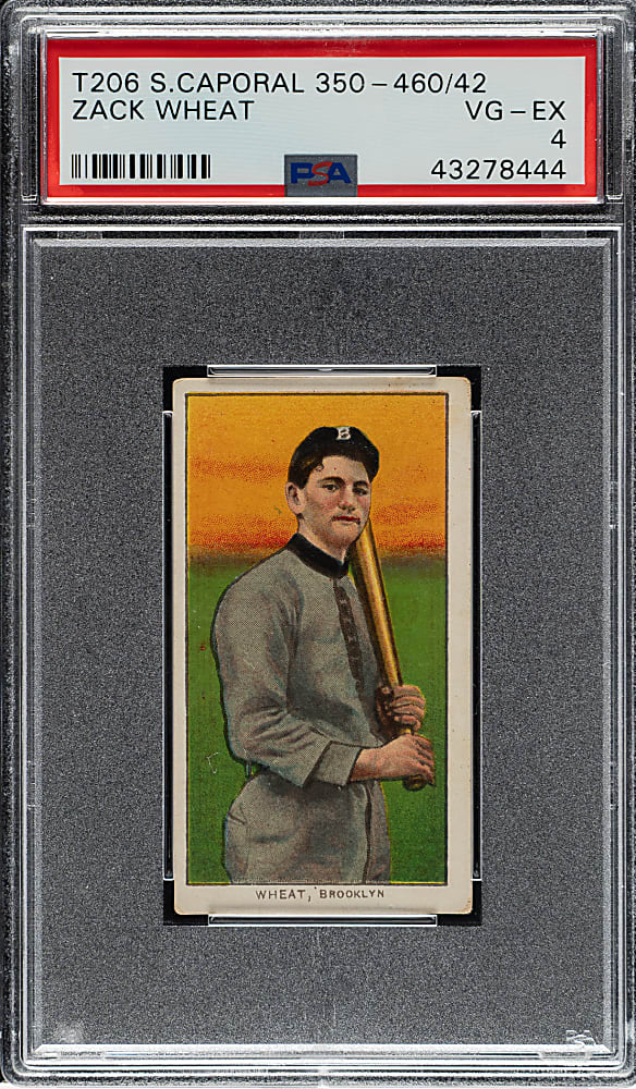1909-1911 T206 White Border Zack Wheat Rookie PSA VG-EX 4