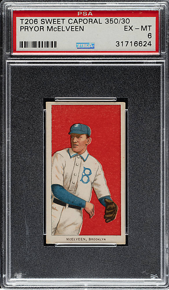 1909-1911 T206 White Border Pryor McElveen PSA EX-MT 6