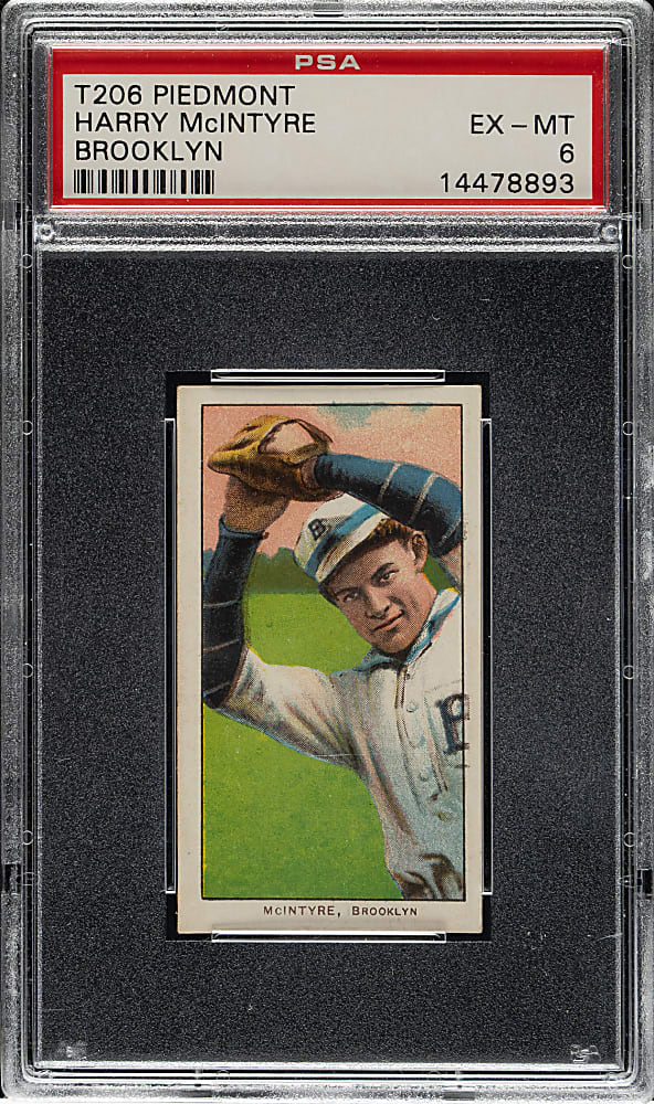 1909-1911 T206 White Border Harry McIntyre Brooklyn PSA EX-MT 6