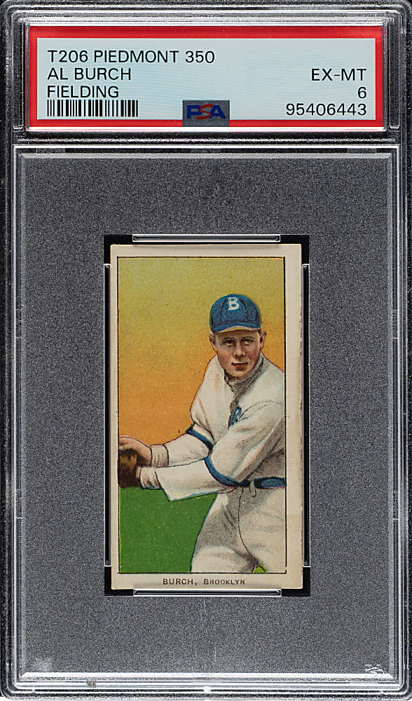 1909-1911 T206 White Border Al Burch Fielding PSA EX-MT 6