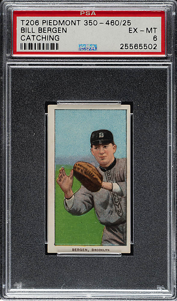 1909-1911 T206 White Border Bill Bergen Catching PSA EX-MT 6