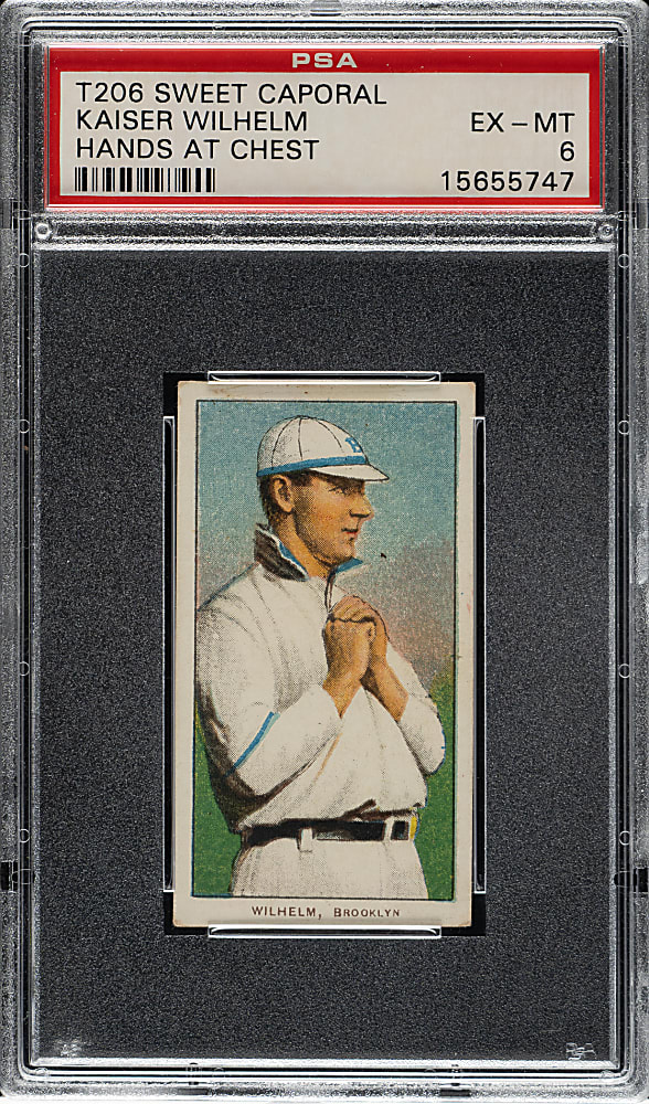 1909-1911 T206 White Border Kaiser Wilhelm Hands At Chest PSA EX-MT 6