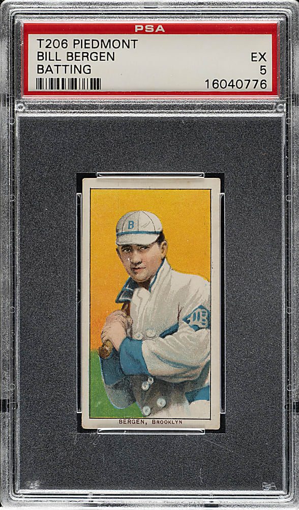 1909-1911 T206 White Border Bill Bergen Batting PSA EX 5