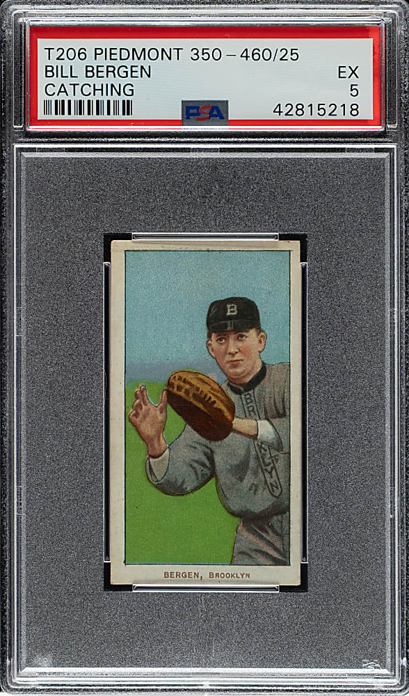 1909-1911 T206 White Border Bill Bergen Catching PSA EX 5