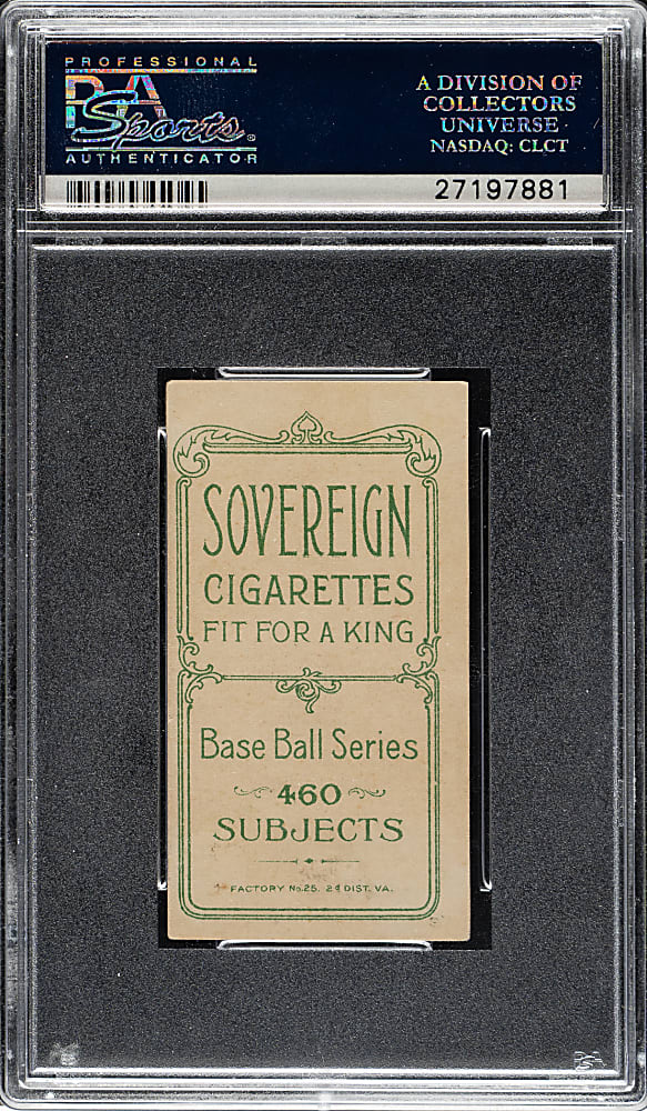 1909-1911 T206 White Border Lee Tannehill (Tannehill on Front) PSA EX 5 - Sovereign 460 Back