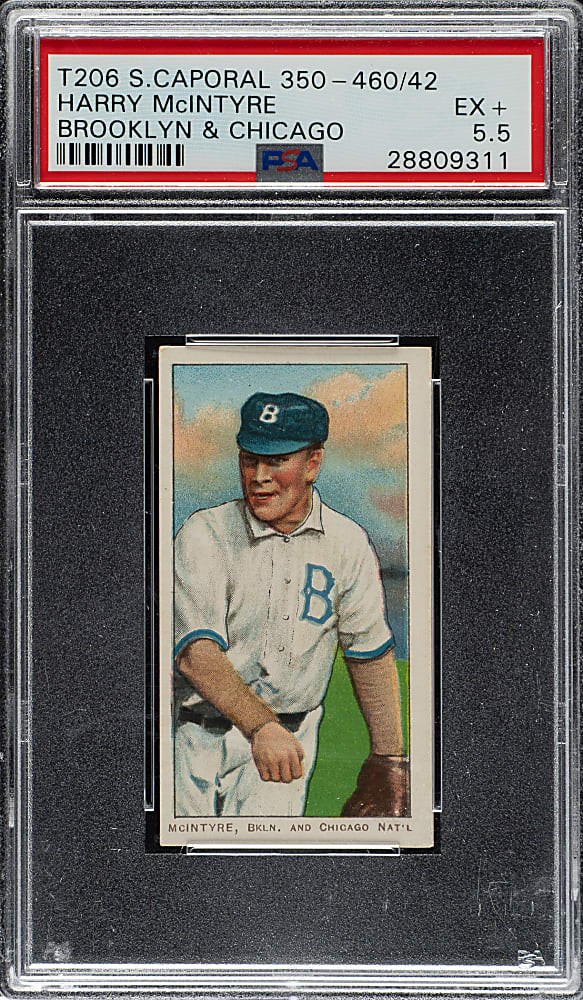 1909-1911 T206 White Border Harry McIntire Brooklyn & Chicago PSA EX+ 5.5