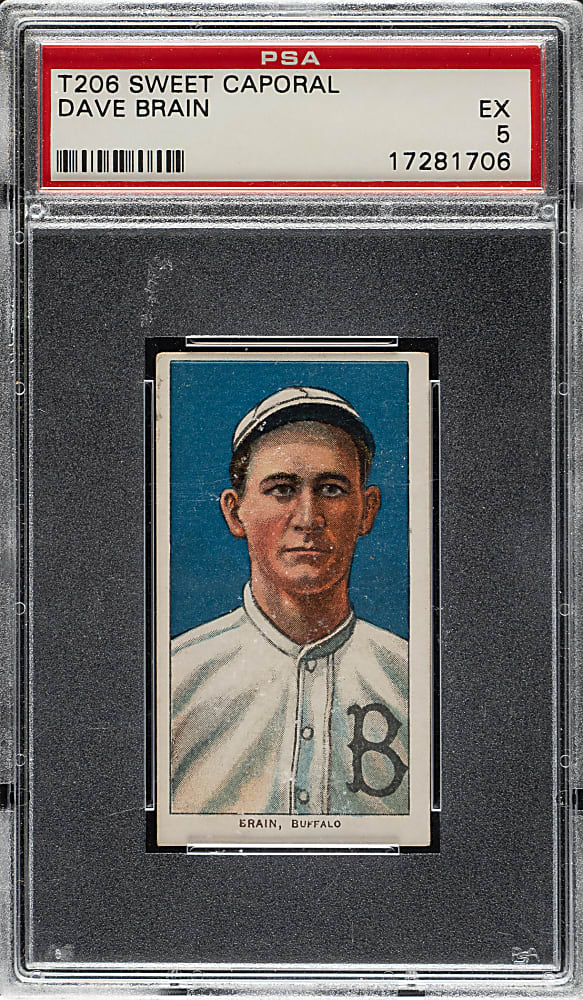 1909-1911 T206 White Border Dave Brain PSA EX 5