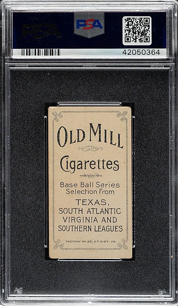 1909-1911 T206 White Border George Paige Southern Leaguer PSA VG+ 3.5 - Old Mill Back