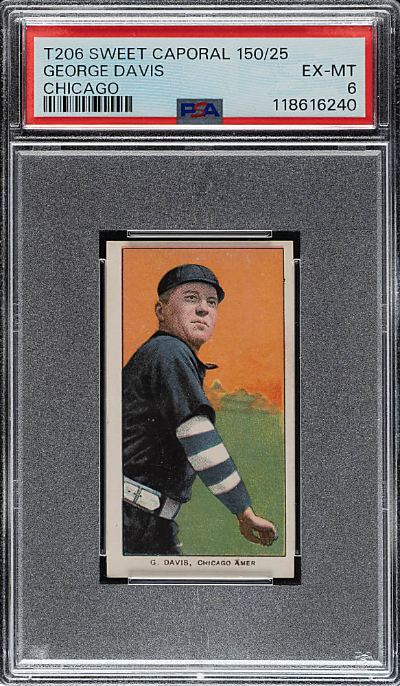 1909-1911 T206 White Border George Davis PSA EX-MT 6