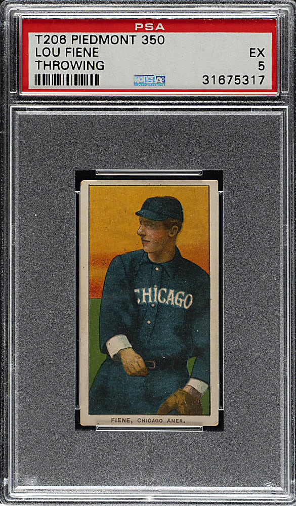 1909-1911 T206 White Border Lou Fiene Throwing PSA EX 5